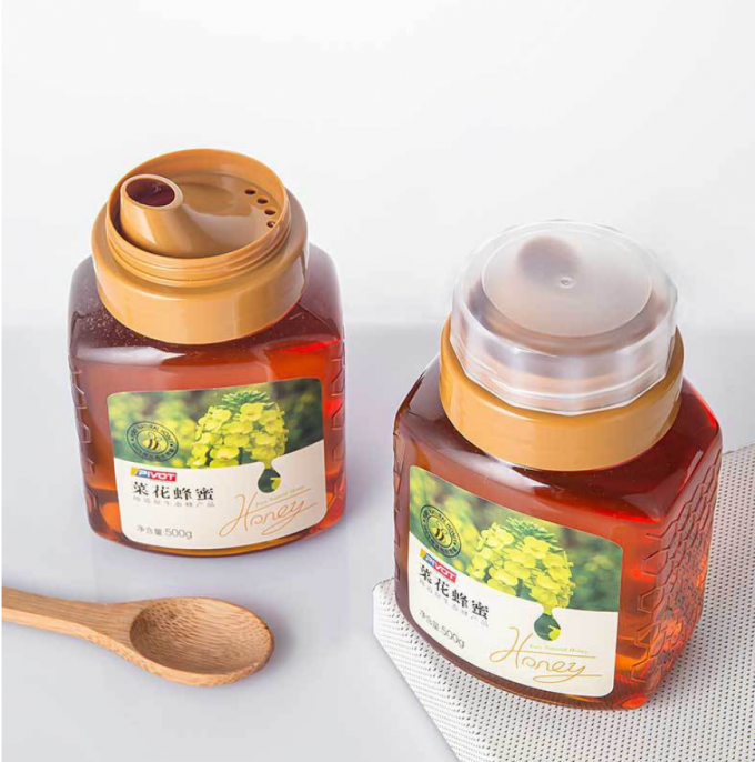 500g 700g ขวดเครื่องดื่มพลาสติกน้ำผึ้งขวดพลาสติกแบบใช้ซ้ำได้ Squeezable 0
