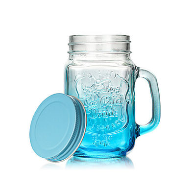 Good price ODM ถ้วยกาแฟแก้วสี 16 ออนซ์ Mason Jar Straw Lid Wide Mouth ออนไลน์