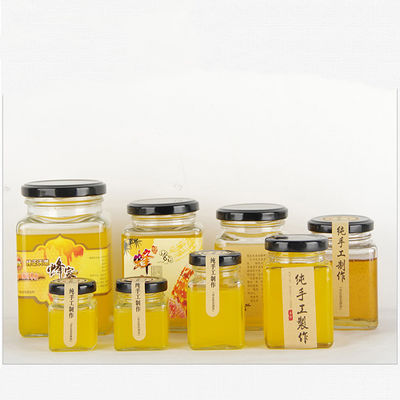 Good price 380ml 250ml ขวดแก้วใส HD Crystal Square Glass Honey Jar ออนไลน์