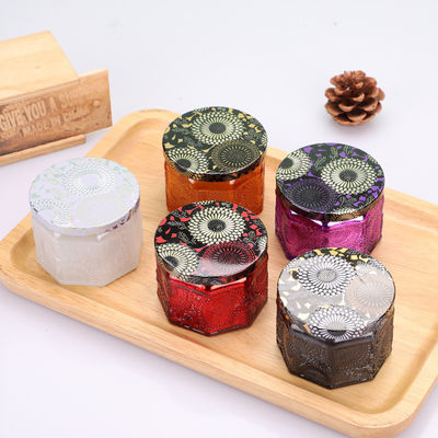 Good price ขวดเทียนแก้วนูนรูปแปดเหลี่ยมที่ว่างเปล่าหรูหราหลายสี 4oz 8oz พร้อมฝาปิด ออนไลน์